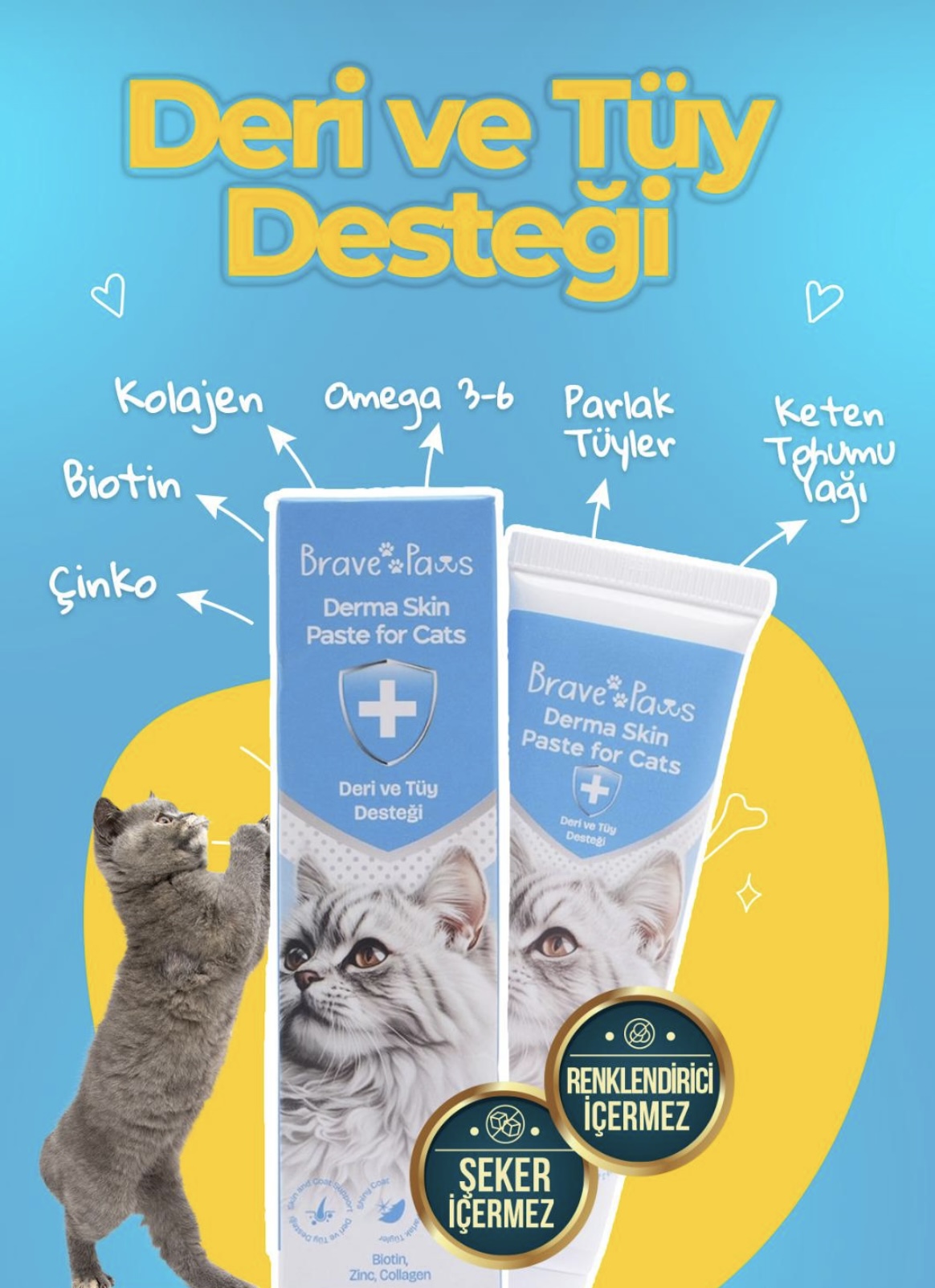 BR.PAWS KEDİ DERİ VE TÜY DESTEĞİ MALT